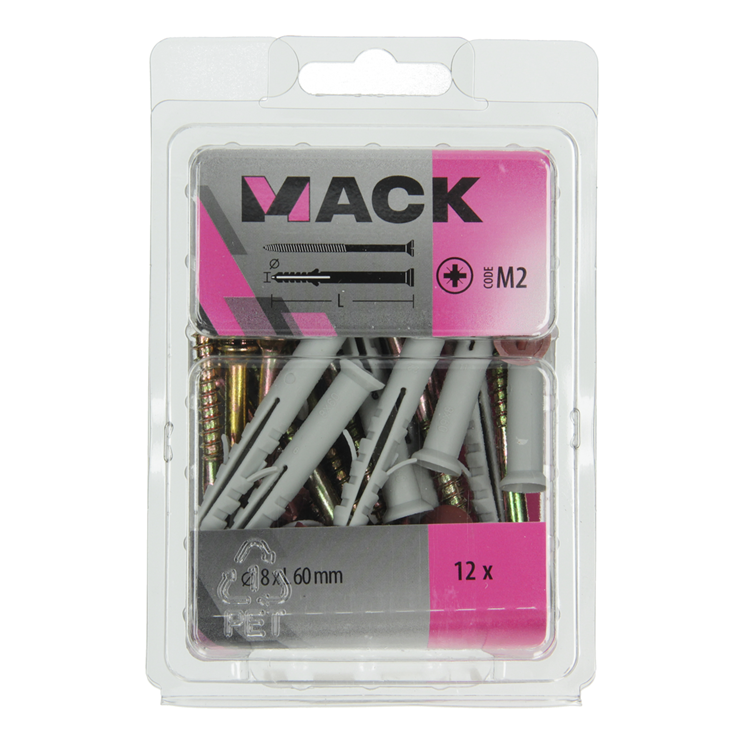 Mack 1017912 - kozijnplug met schroef polyamide 12 st 8 x 60 mm | 5 stuks