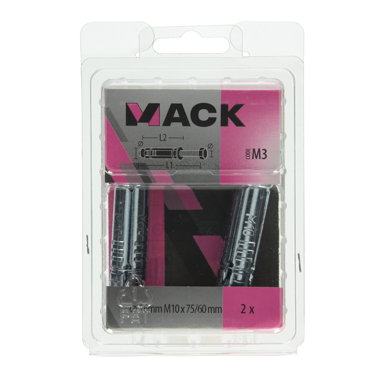 Mack 1019949 - keilbout 6-kant bout verzinkt 2 st m10 x 75 mm | 5 stuks