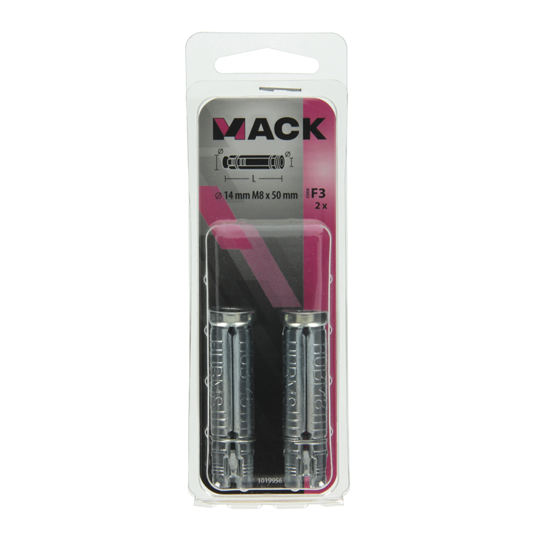 Mack 1019956 - keilbouthuls verzinkt 2 st m8 x 50 mm | 10 stuks