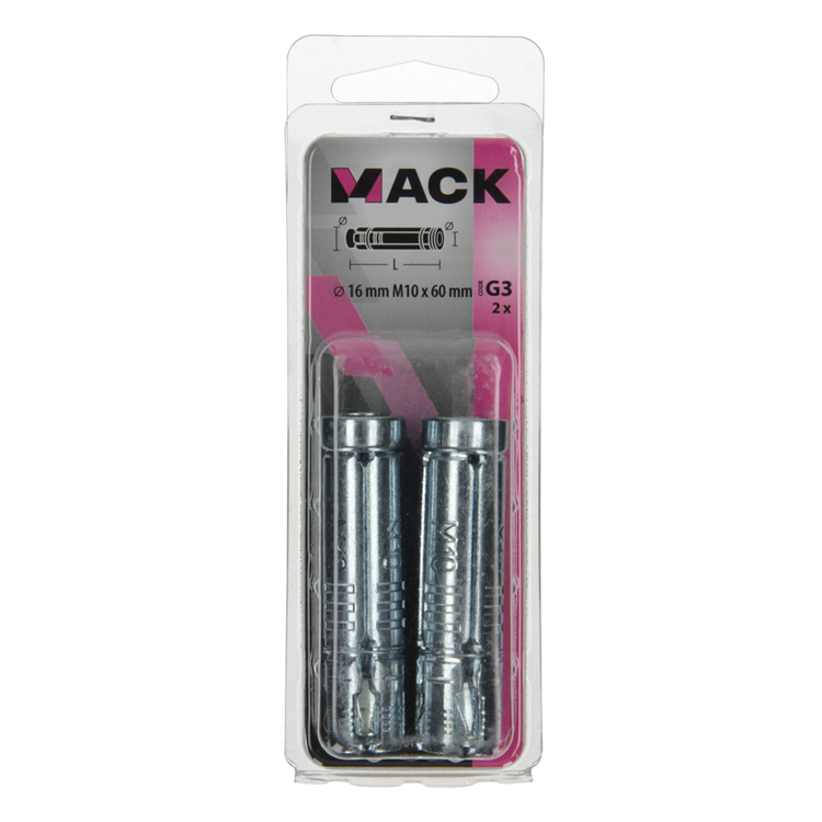 Mack 1019957 - keilbouthuls verzinkt 2 st m10 x 60 mm | 5 stuks