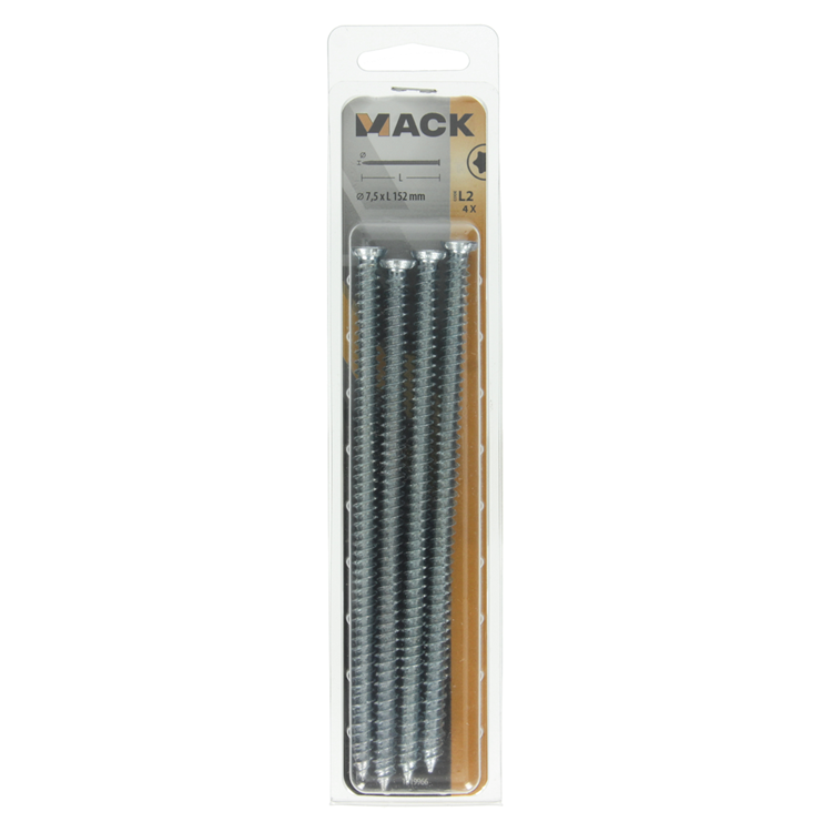 Mack 1019966 - beton raamschroef verzinkt vz kop 4 st 7,5 x 152 mm | 5 stuks