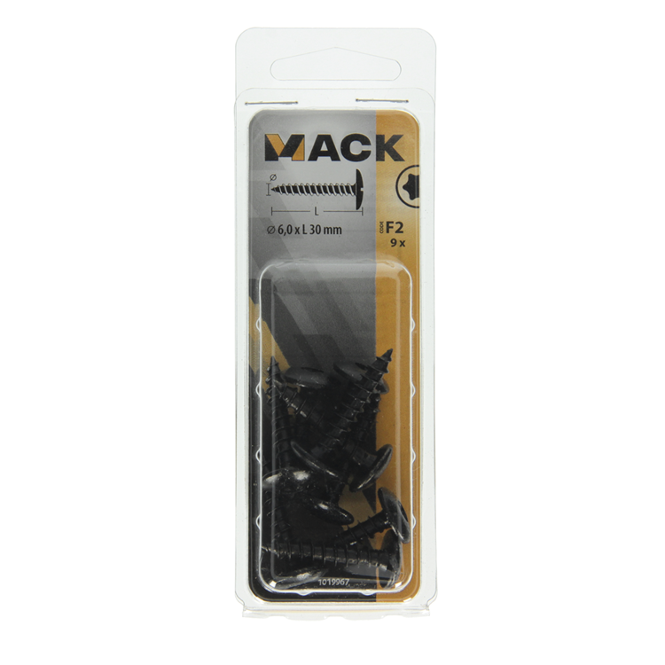 Mack 1019967 - luikschroef zwart 6,0 x 30 mm 9st | 5 stuks