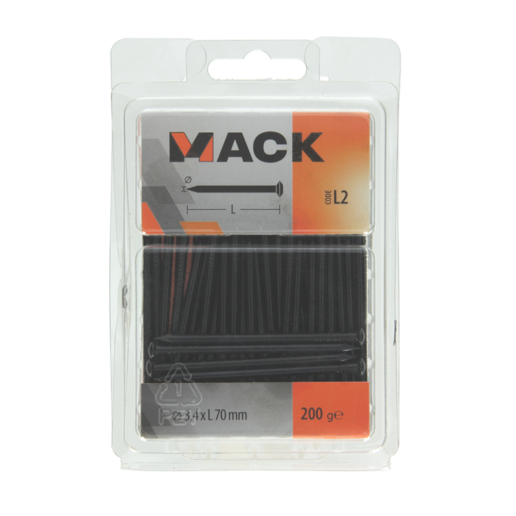 Mack 1017936 - staalnagel bvk staal geblauwd 200 gr 3,4 x 70 mm | 5 stuks