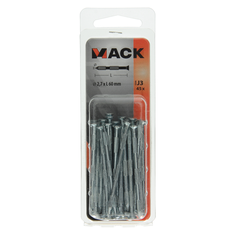 Mack 1017941 - stalen ribnagel vk st.gehard + verz 45st 2,7 x 60 mm | 10 stuks