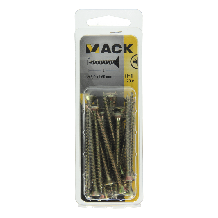 Mack 1017989 - spaanplaatschroef vz kop geelverz. 23st 5,0 x 60 mm | 5 stuks