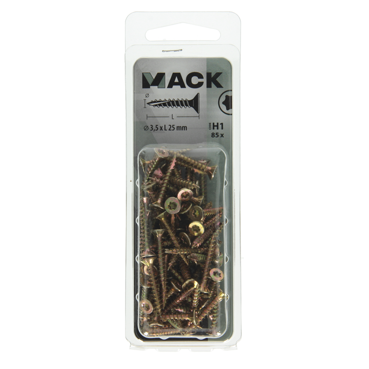 Mack 1018004 - spaanplschr.vzkop-zelfb. geelverz. 85 st 3,5 x 25 mm | 5 stuks