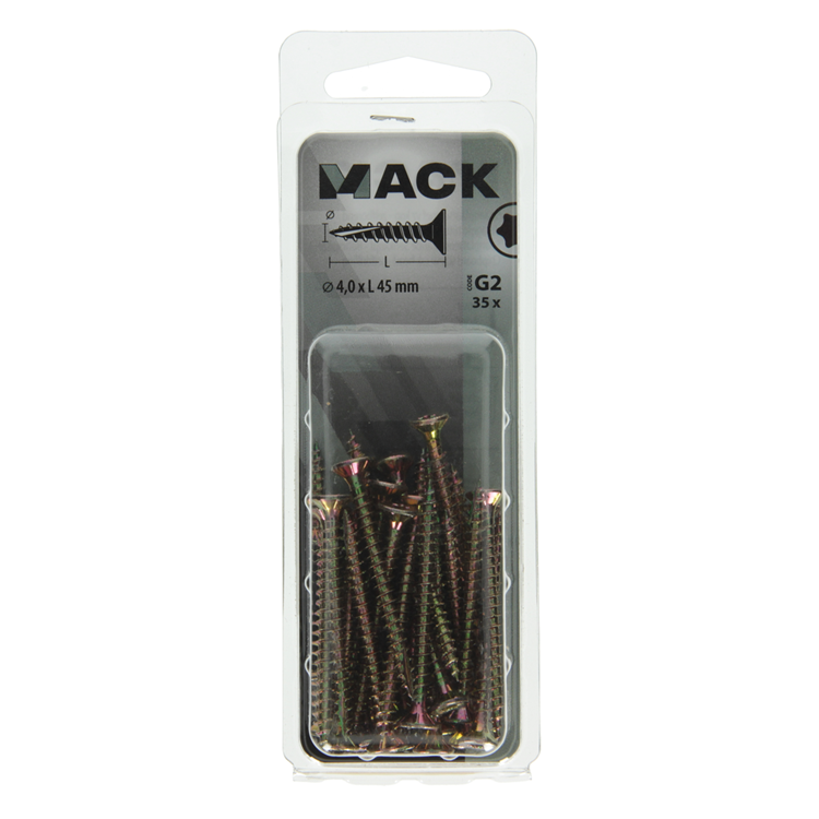Mack 1018012 - spaanplschr.vzkop-zelfb. geelverz. 35 st 4,0 x 45 mm | 5 stuks