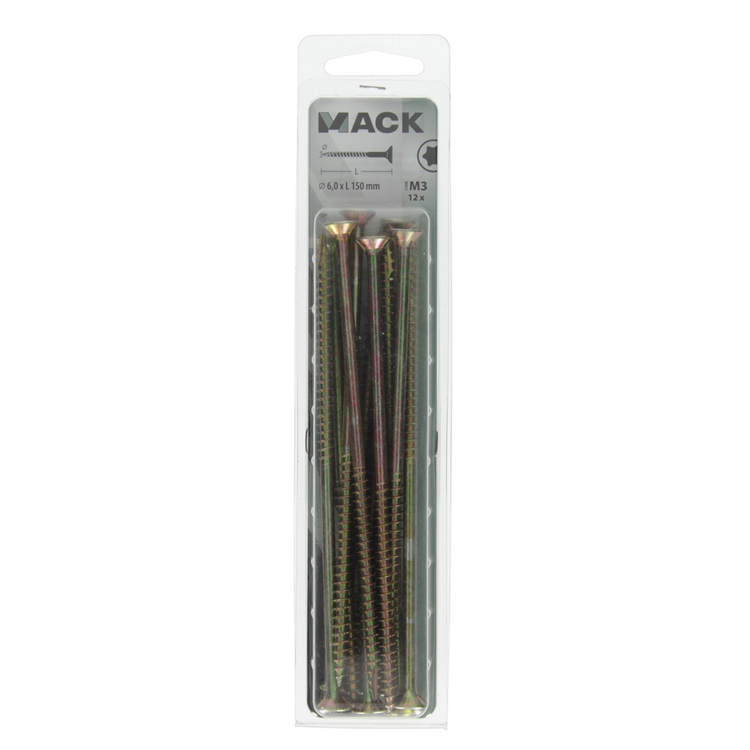 Mack 1018031 - spaanplschr.vzkop-zelfb. geelverz. 12 st 6,0 x 150 mm | 5 stuks