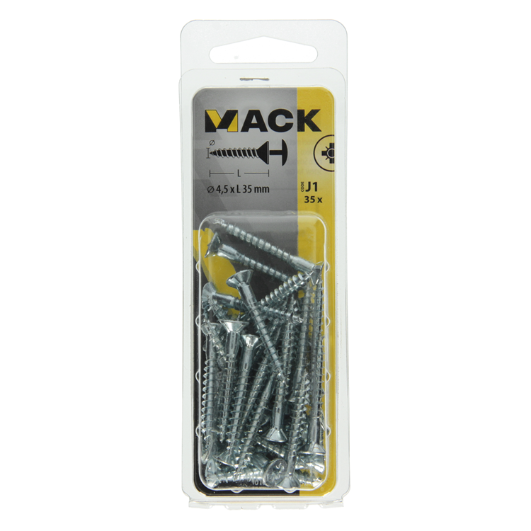 Mack 1018033 - schroef met kopboring staal verz. 35 st 4,5 x 35 mm | 5 stuks