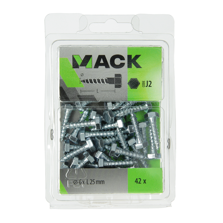 Mack 1018036 - houtdraadbout staal verzinkt 42 st 6 x 25 mm | 5 stuks