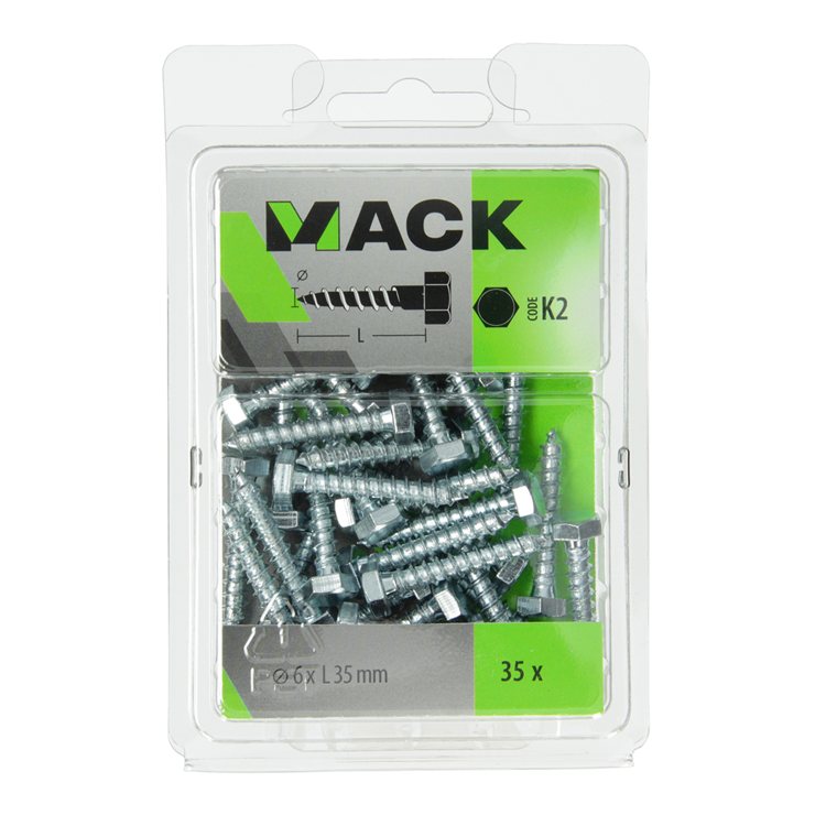 Mack 1018038 - houtdraadbout staal verzinkt 35 st 6 x 35 mm | 5 stuks