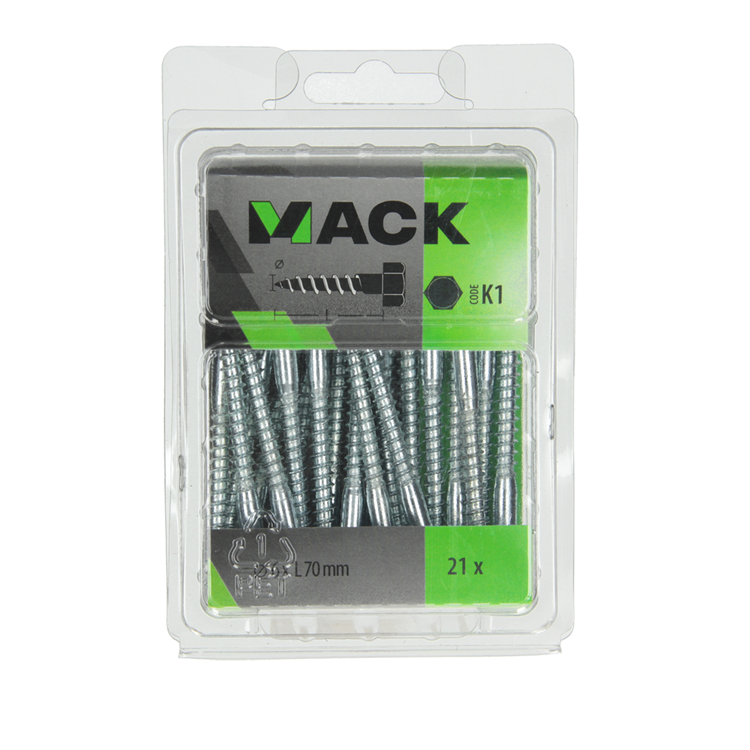 Mack 1018042 - houtdraadbout staal verzinkt 21 st 6 x 70 mm | 5 stuks