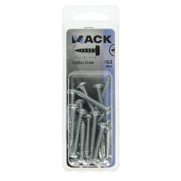 Mack 1018073 - zelftappende schroef cylkop verz. 28 st 4,8 x 32 mm | 5 stuks