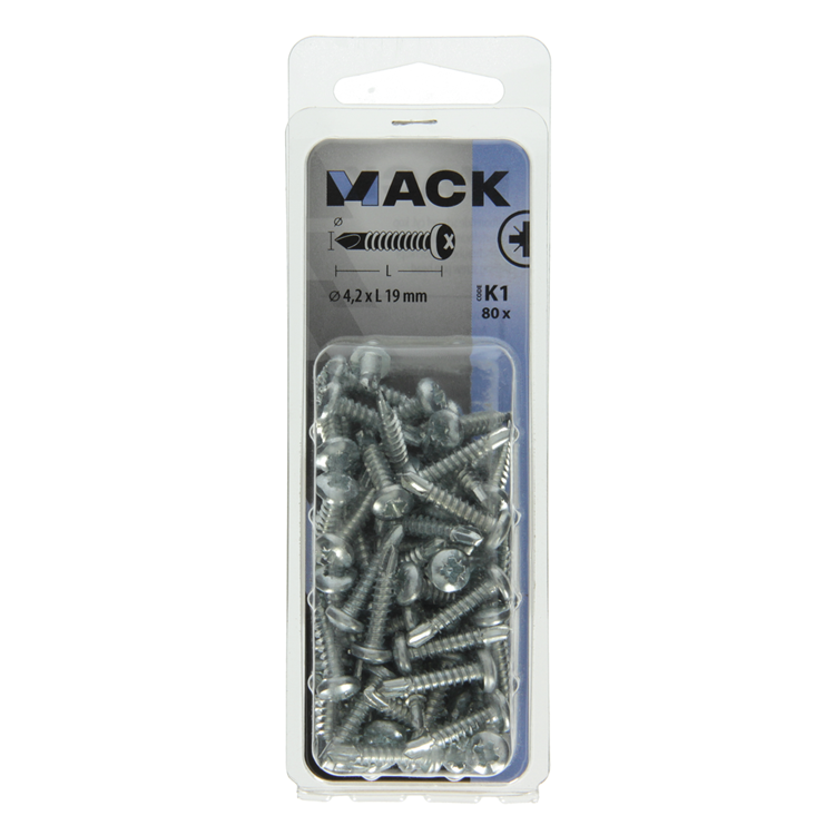 Mack 1018084 - zelfborende schroef cylkop verz. 80st 4,2 x 19 mm | 5 stuks
