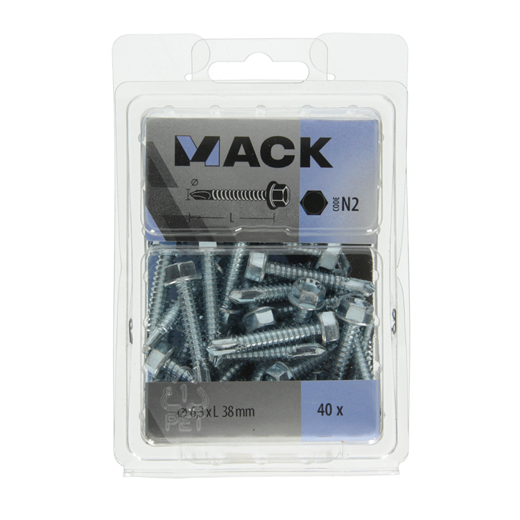 Mack 1018089 - zelfborende schroef zesk.kop verz. 40st 6,3 x 38 mm | 5 stuks