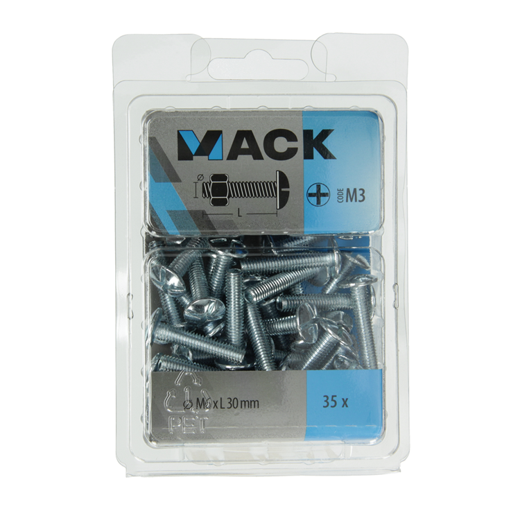 Mack 1018101 - kachelbout + moer staal verzinkt 35 st m6 x 30 mm | 5 stuks
