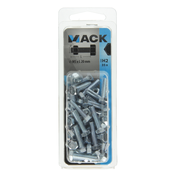 Mack 1018107 - tapbout + moer staal verzinkt 35 st m5 x 20 mm | 5 stuks