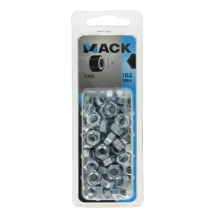 Mack 1018110 - zeskant moer staal verzinkt 100 st m 6 | 5 stuks