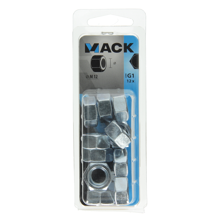 Mack 1018113 - zeskant moer staal verzinkt 12 st m 12 | 5 stuks