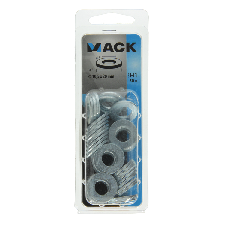 Mack 1018119 - sluitring staal verzinkt 50 st 10,5 x 20 mm | 5 stuks