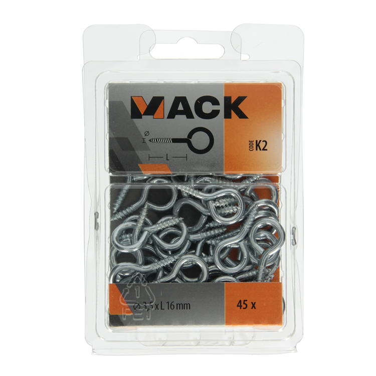 Mack 1018135 - schroefoog staal verzinkt 45st 3,5 x 16 mm | 5 stuks