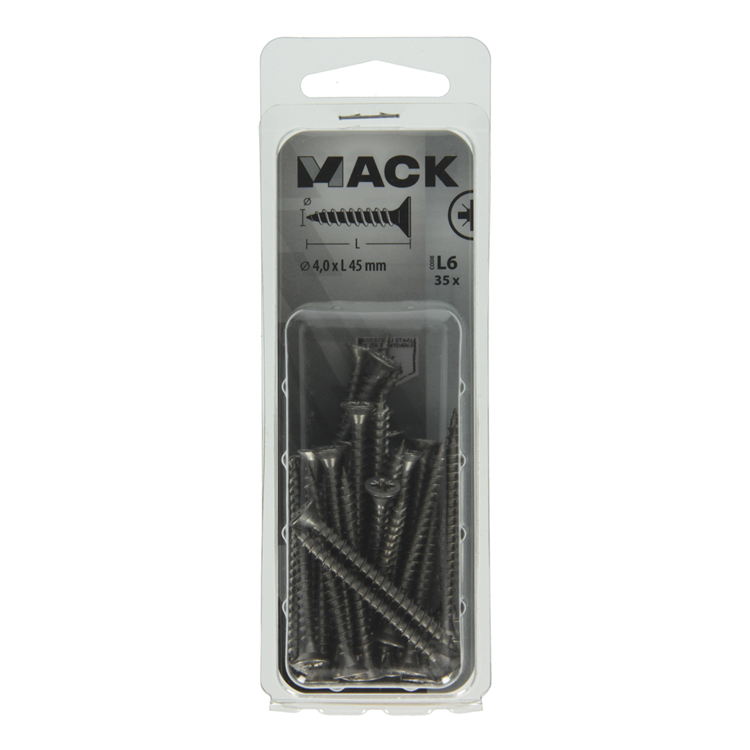 Mack 1019991 - spaanplaatschroef vz kop rvs 35 st 4,0 x 45 mm | 5 stuks