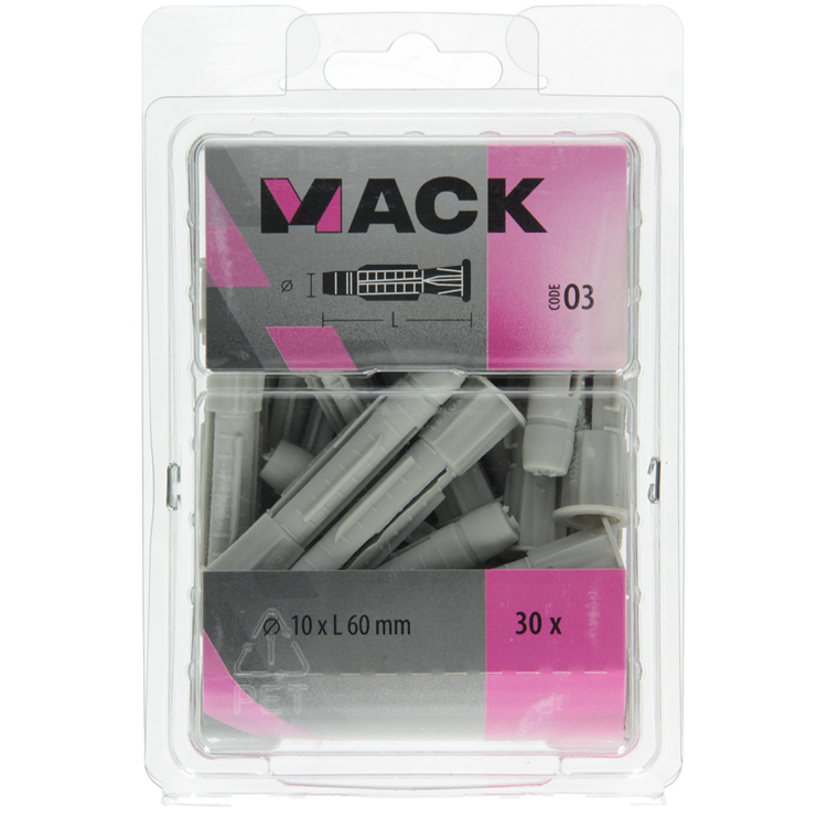 Mack 1018160 - universeelplug + kraag polyethyl30 st 10 x 60 mm | 5 stuks