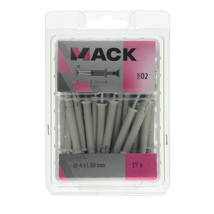 Mack 1018165 - nylon nagelplug polyamide 35 st 6 x 60 mm | 3 stuks