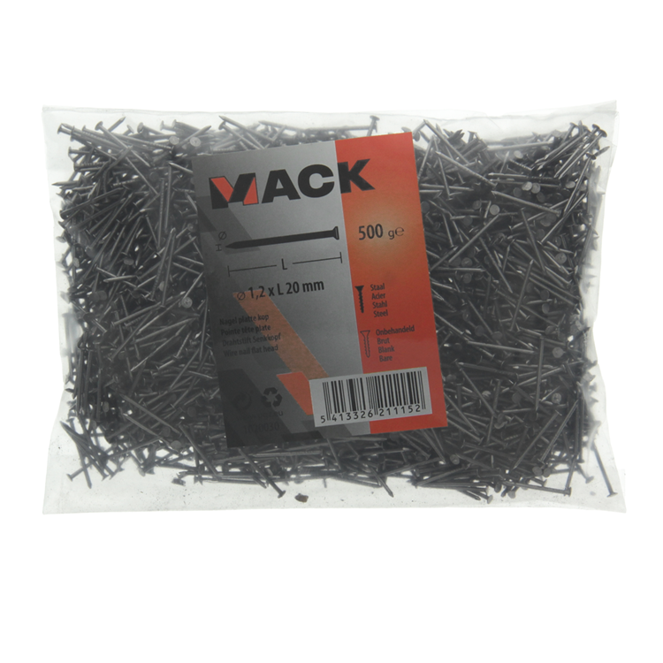 Mack 1020030 - nagel platte kop 500 gr 1,2 x 20 mm | 10 stuks