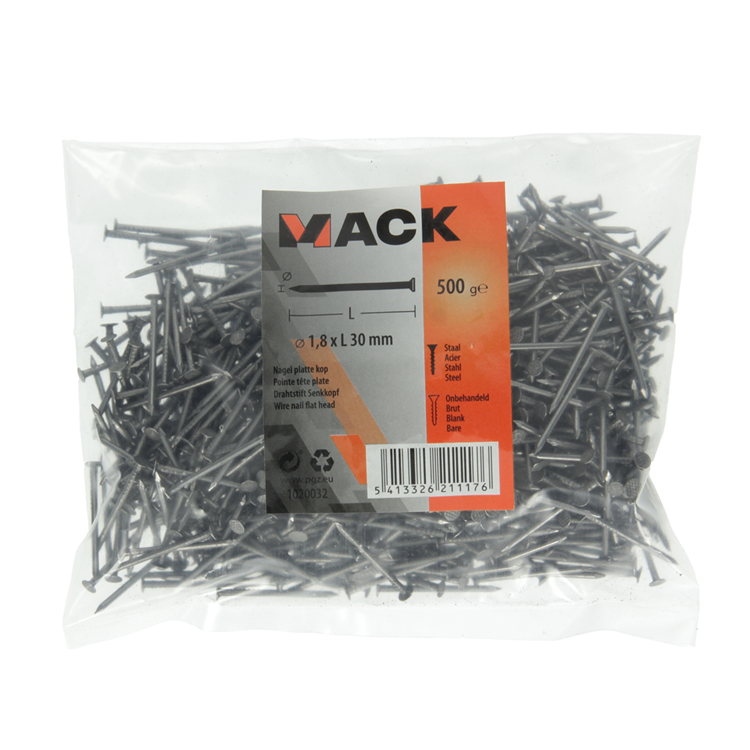 Mack 1020032 - nagel platte kop 500 gr 1,8 x 30 mm | 10 stuks