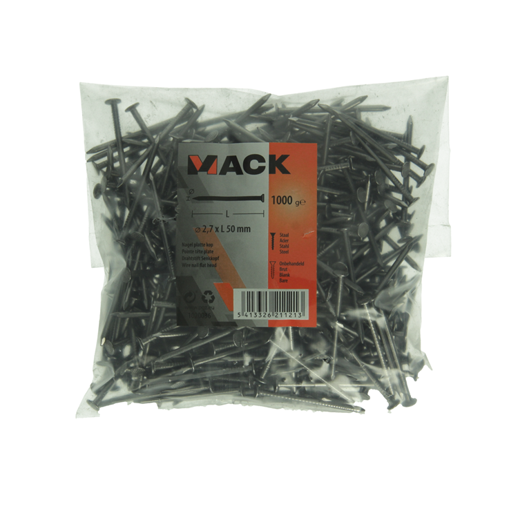 Mack 1020036 - nagel platte kop 1000 gr 2,7 x 50 mm | 10 stuks