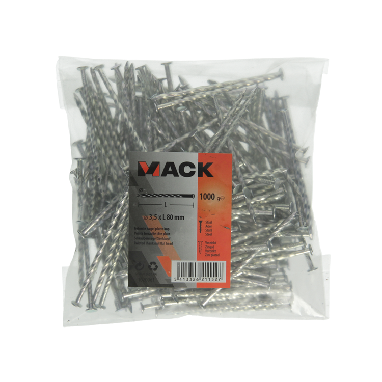 Mack 1020061 - getorste nagel platte kop vz 1000 gr 3,5 x 80 mm | 10 stuks