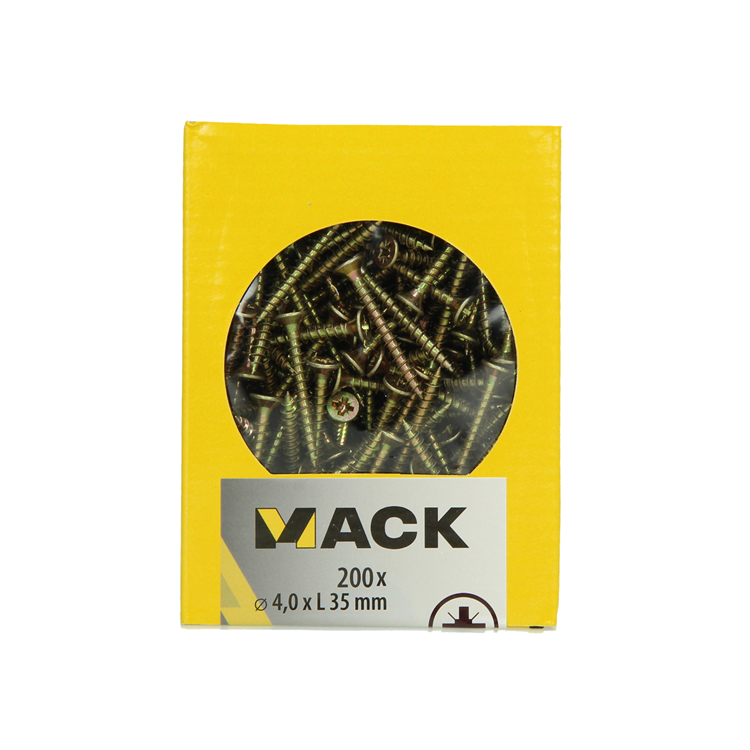 Mack 1020093 - spaanplaatschroef vz kop geelvz 200 st 4,0 x 35 mm | 5 stuks