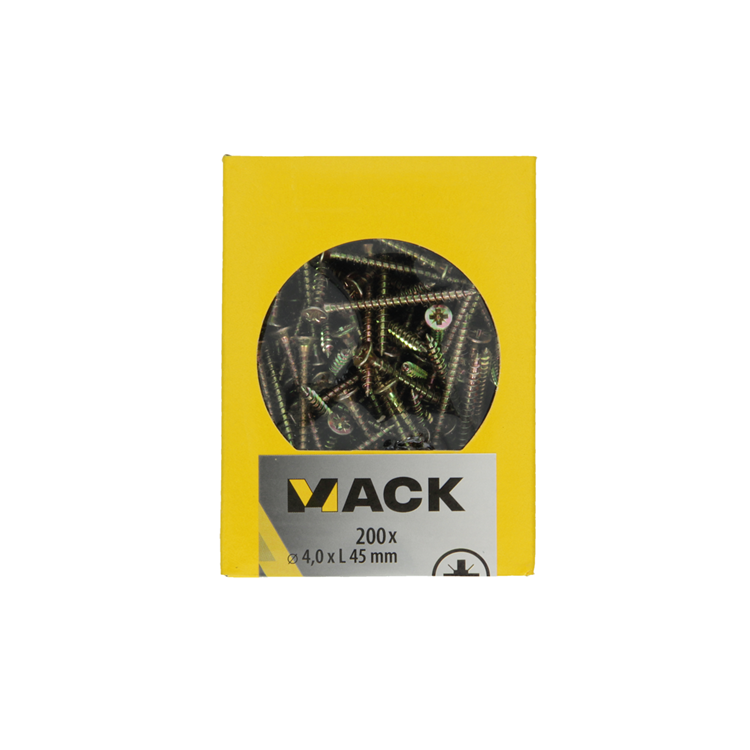 Mack 1020095 - spaanplaatschroef vz kop geel vz 200 st 4,0 x 45 mm | 5 stuks