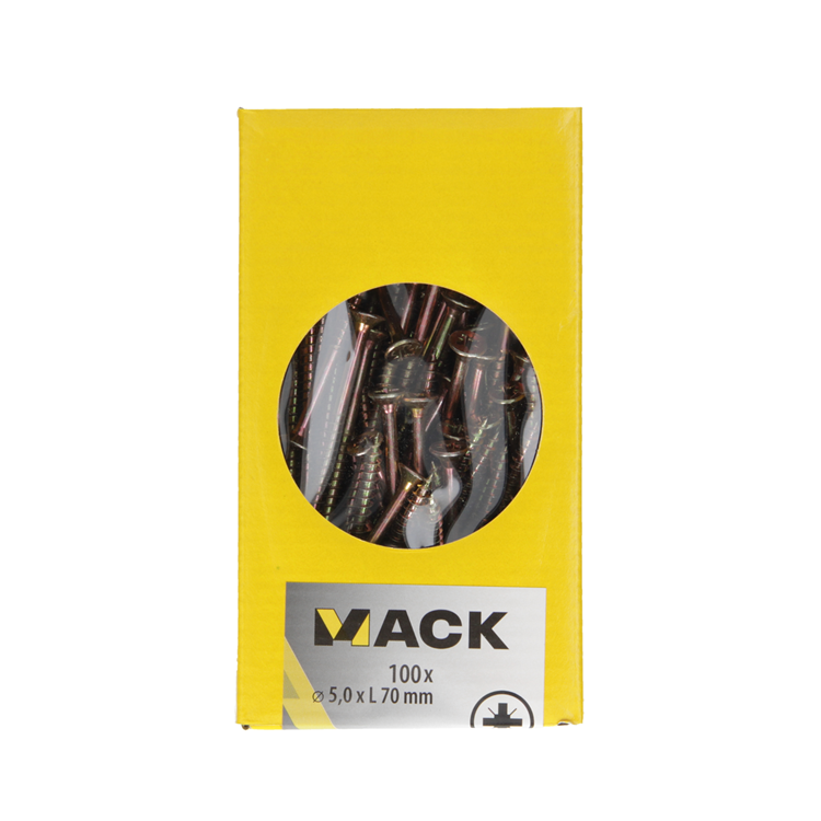 Mack 1020117 - spaanplaatschroef vz kop geelvz 100 st 5,0 x 70 mm | 3 stuks