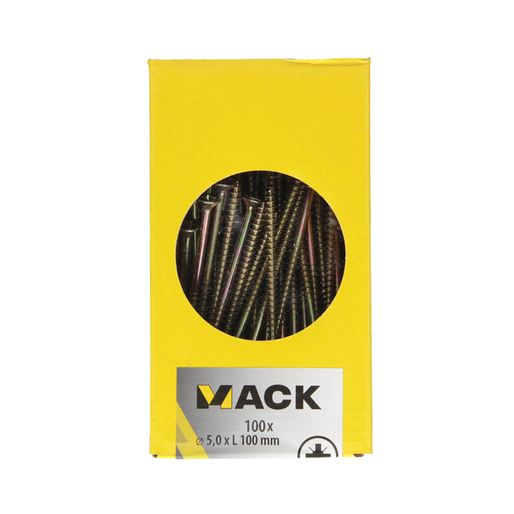 Mack 1020120 - spaanplaatschroef vz kop geel vz 100 st 5,0 x 100 mm | 2 stuks