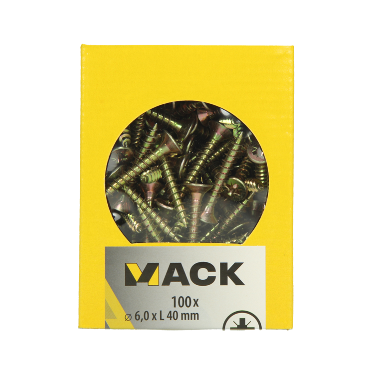 Mack 1020121 - spaanplaatschroef vz kop geel vz 100 st 6,0 x 40 mm | 5 stuks
