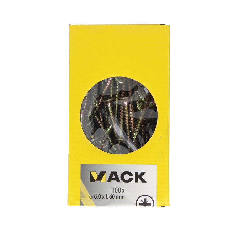 Mack 1020123 - spaanplaatschroef vz kop geel vz 100 st 6,0 x 60 mm | 2 stuks