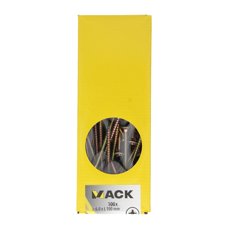 Mack 1020127 - spaanplaatschroef vz kop geelvz 100 st 6,0 x 100 mm | 2 stuks