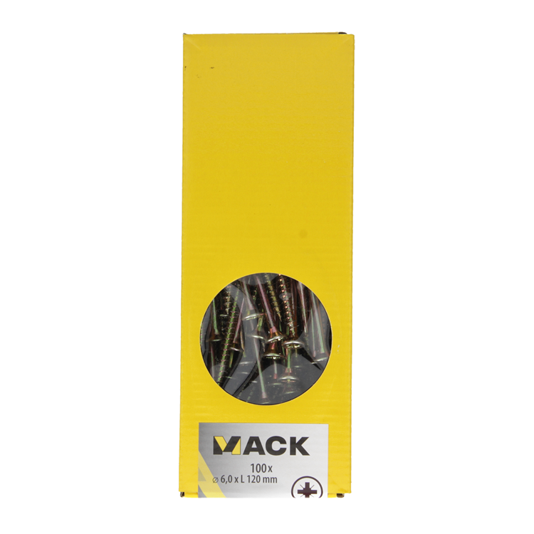 Mack 1020128 - spaanplaatschroef vz kop geelz 100 st 6,0 x 120 mm | 2 stuks