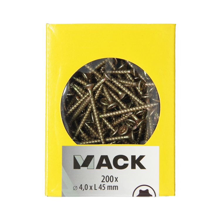 Mack 1020140 - spaanplaatschroef vz kp-zelfb.gvz 200st 4,0 x 45 mm | 5 stuks