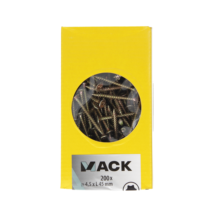 Mack 1020146 - spaanplaatschroef vz kp-zelfb.gvz 200st 4,5 x 45 mm | 3 stuks
