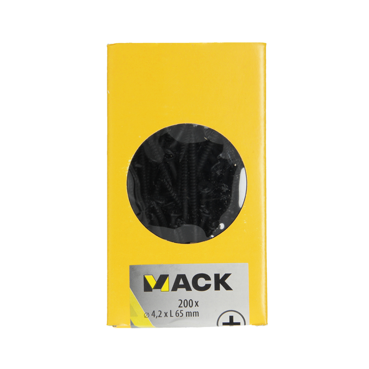 Mack 1020166 - gipsplaatschroef zwart gefosfat. 200 st 4,2 x 65 mm | 2 stuks