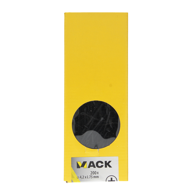 Mack 1020167 - gipsplaatschroef zwart gefosfat. 200 st 4,2 x 75 mm | 1 stuks