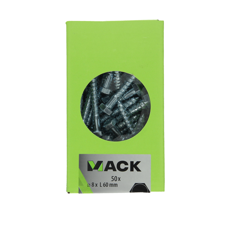 Mack 1020176 - houtdraadbout verzinkt 50 st 8 x 60 mm | 3 stuks