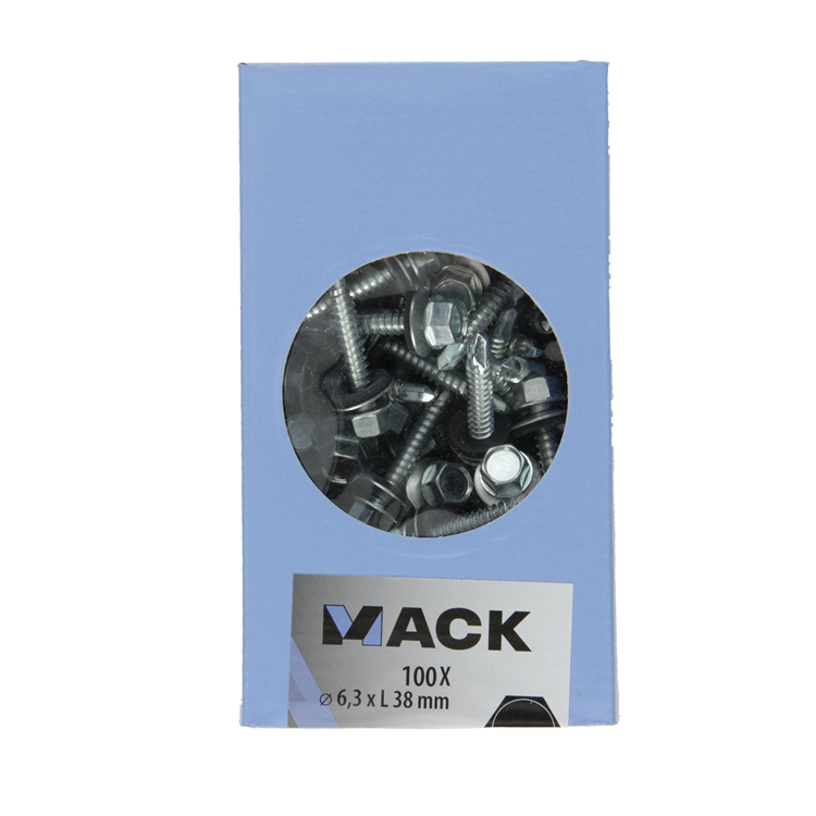 Mack 1020187 - zelfbor.schroef zeskt kop epdm-vz 100st 6,3 x 38 mm | 2 stuks