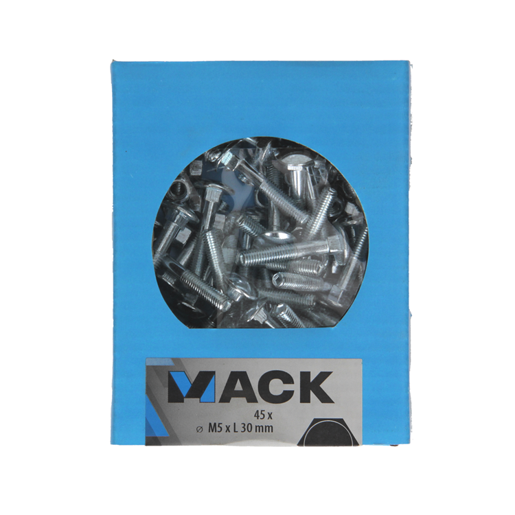 Mack 1020192 - houtbout + moer verzinkt 45 stm5 x 30 mm | 5 stuks