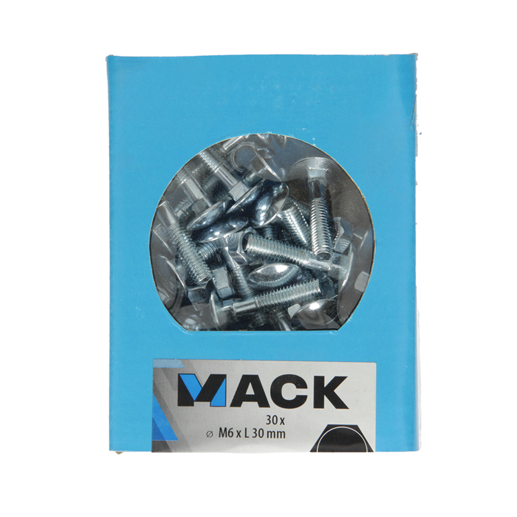Mack 1020197 - houtbout + moer verzinkt 30 stm6 x 30 mm | 5 stuks