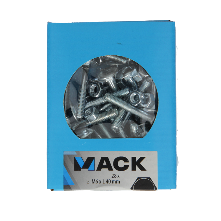 Mack 1020198 - houtbout + moer verzinkt 28 stm6 x 40 mm | 5 stuks