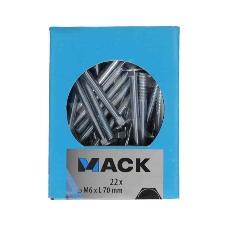 Mack 1020201 - houtbout + moer verzinkt 22 stm6 x 70 mm | 5 stuks